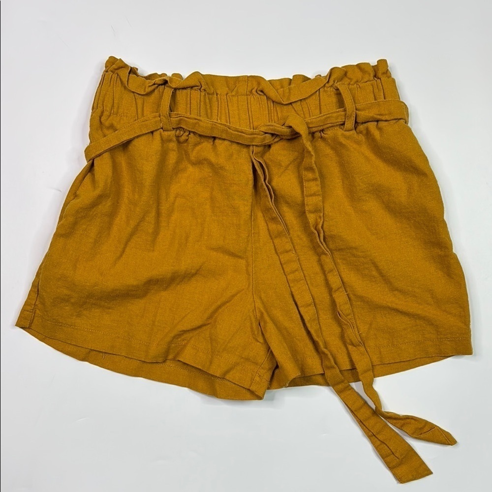 HAVE Los Angeles Mustard Yellow Paperbag Stretch Shorts Small